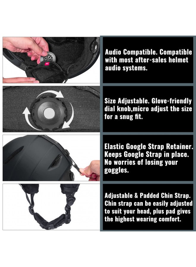 TurboSke Ski Helmet, Snowboard Helmet Snow Sports Helmet, Audio Compatible Helmet for Men, Women and Youth (M, Black) - Image 3
