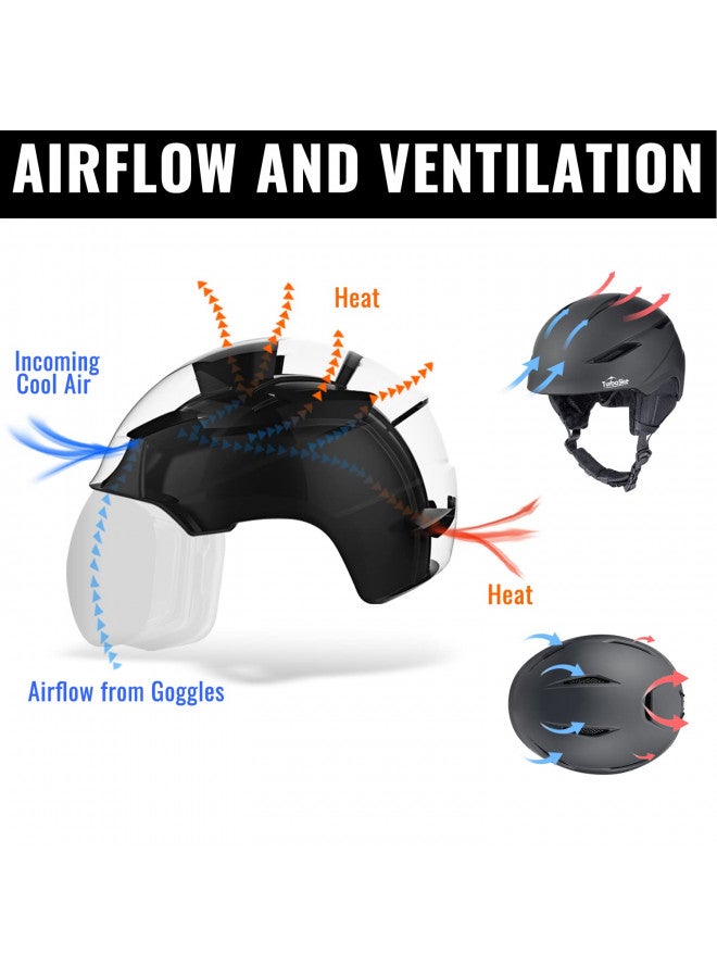 TurboSke Ski Helmet, Snowboard Helmet Snow Sports Helmet, Audio Compatible Helmet for Men, Women and Youth (M, Black) - Image 2