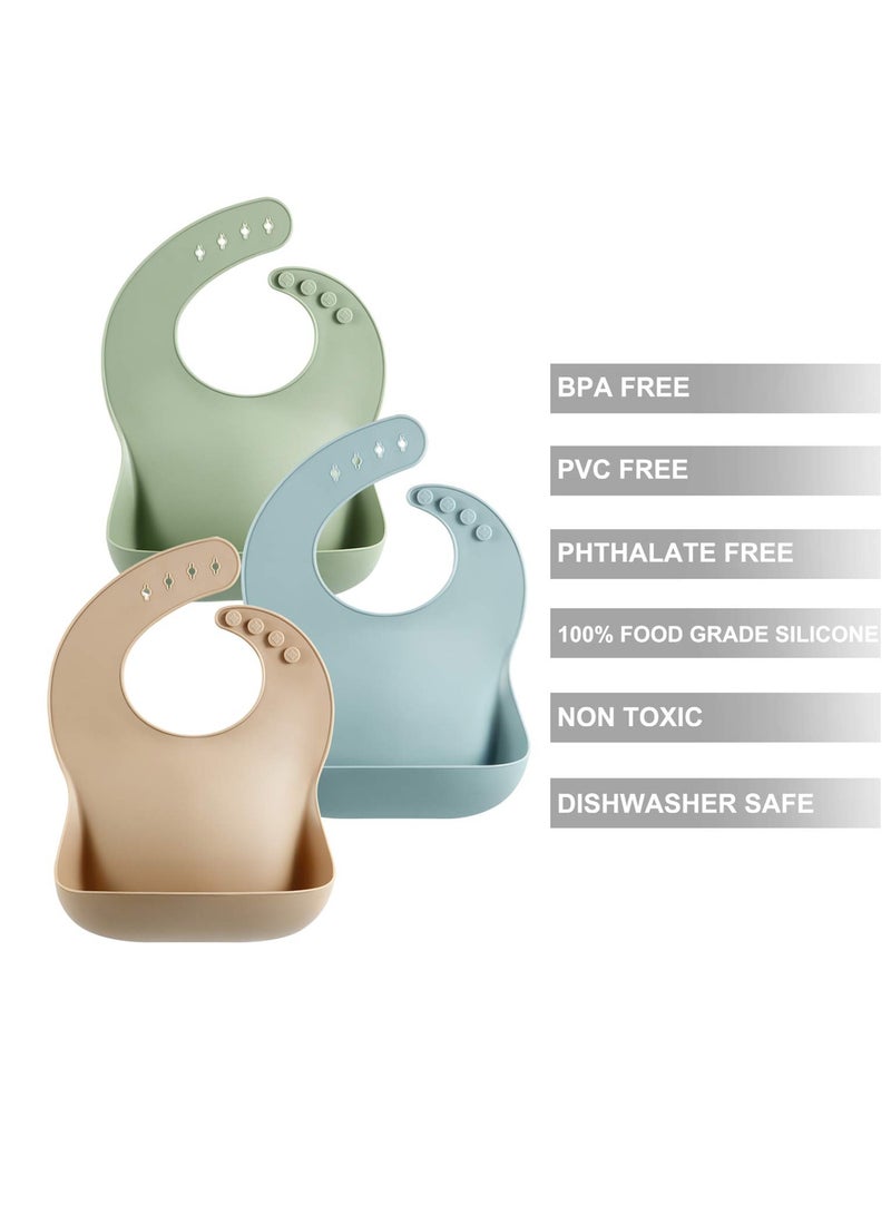 بيبي لاند طقم من 3 مرايل اطفال سيليكون لطيفة للاطفال الرضع والاطفال الصغار (10-72 شهر) مقاومة للماء، ناعم، للجنسين، غير فوضوي - Image 5
