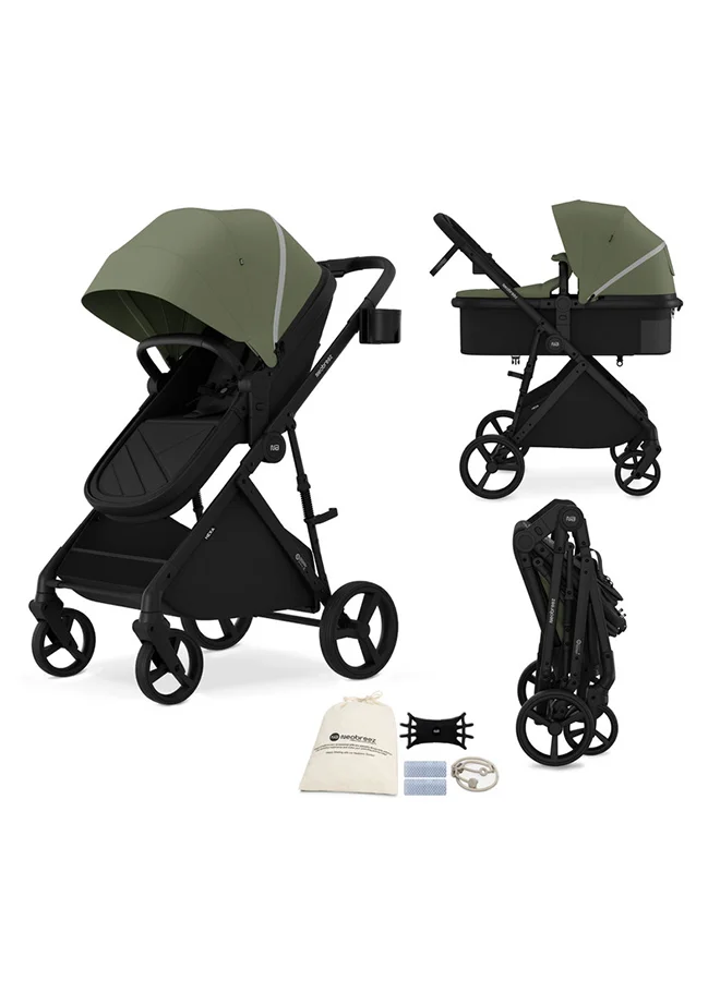 neobreez HEXA 2-in-1 Convertible Travel System Pram Stroller, Carry Cot & Bassinet, XL Basket, Waterproof UPF 50+ Canopy, Baby Trolley Pushchair with Reversible Handlebar,  2-in-1 Cup Holder, 0–4Yrs, 22kg, 3Yr Wty