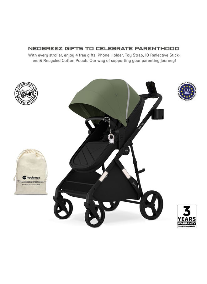 neobreez HEXA 2-in-1 Convertible Baby Toddler Stroller, Carry Cot, Bassinet Pram, XL Basket, UV And Waterproof Canopy, Pushchair, Gift Bag, Phone Holder And Toy Strap, 2 in 1 Cup Holder, 0-4yrs(22kg), 3yrs Warranty  - Image 2