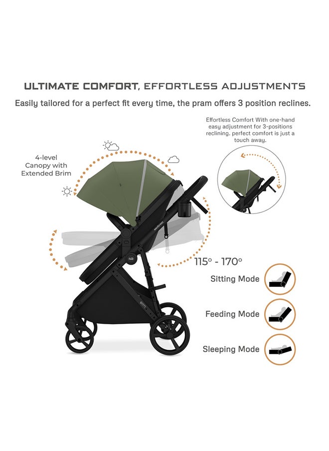 neobreez HEXA 2-in-1 Convertible Baby Toddler Stroller, Carry Cot, Bassinet Pram, XL Basket, UV And Waterproof Canopy, Pushchair, Gift Bag, Phone Holder And Toy Strap, 2 in 1 Cup Holder, 0-4yrs(22kg), 3yrs Warranty  - Image 4