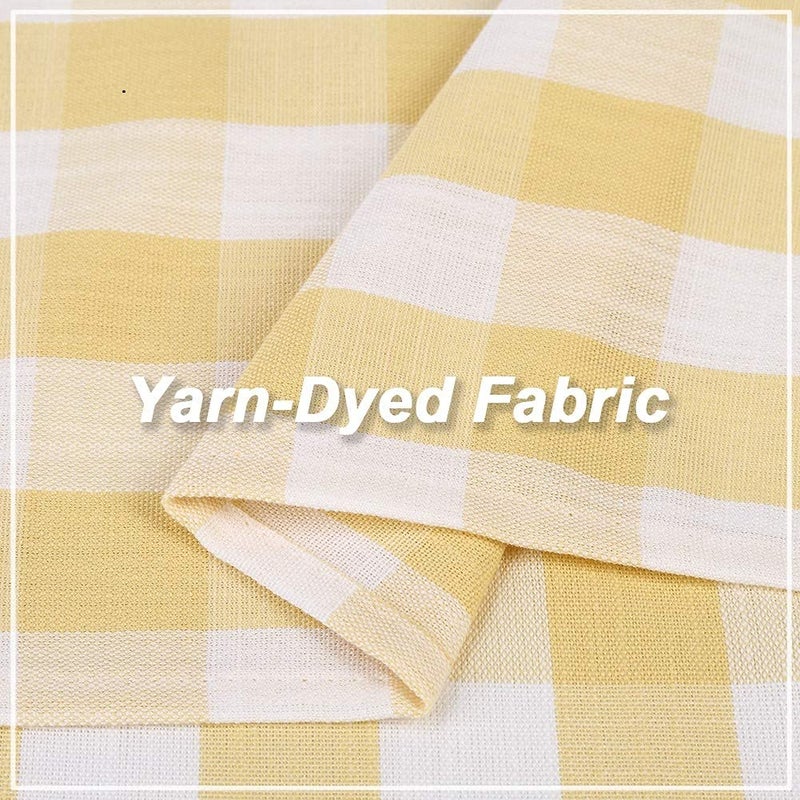 Bapawfish Buffalo Plaid Cafe Curtains 36 Inch Long,Yellow and White Buffalo Check Kitchen Tier Curtains, Gingham Rod Pocket Short Tier Curtain for Kitchen Bathroom Window,28"x36",Yellow/White, Set of 2 - Image 4
