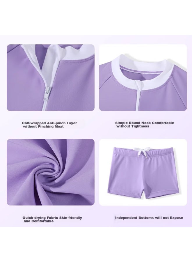 Huili Children's Swimsuit, Cute One-piece Swimwear For Girls, Princess Swimwear For Small To Big Kids, Summer 34019, Purple, 2XL