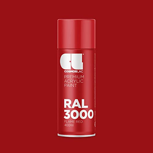 Cosmos Paints Cosmos LAC Acrylic Paint Spray Can for DIY Projects Spray Paint, 400 ml (RAL 3000 Flame Red) - Image 1