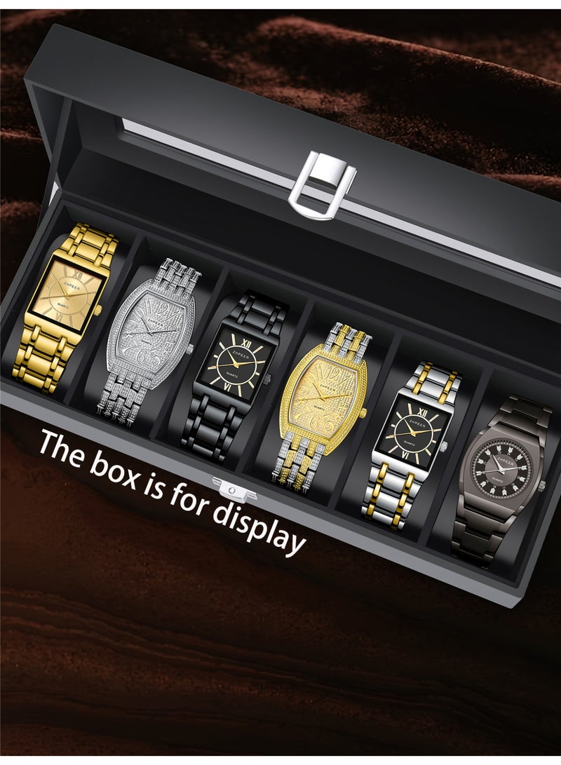 مجموعة ساعات رجالية من 6 قطع أنماط متعددة لتنسيق متنوع وعصري مثالية للاجتماعات التجارية والمواعيد الغرامية هدية مثالية للأعياد أو أعياد الميلاد لرئيسك في العمل/حبيبك/والدك - Image 1