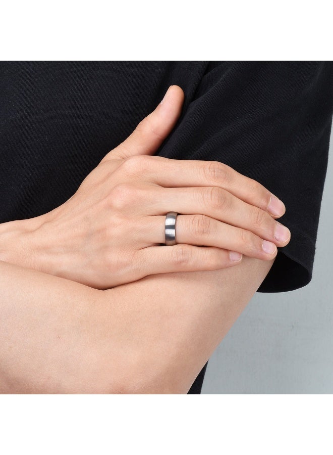 LAST TOUCH 6mm Brushed Tungsten Carbide Ring – Domed Matte Finish with High-Polish Comfort Fit Inner Band - Image 5