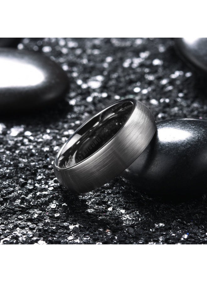 LAST TOUCH 6mm Brushed Tungsten Carbide Ring – Domed Matte Finish with High-Polish Comfort Fit Inner Band - Image 2