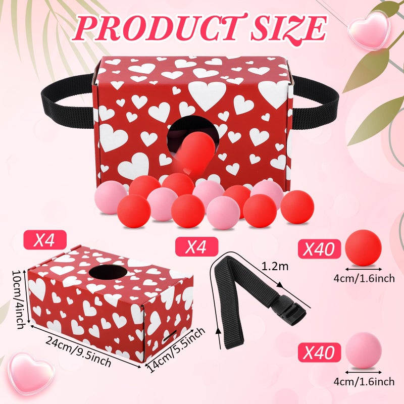 Shyyween 4 Pack Valentine's Day Party Game, Shaking Swing Balls Set, Waist Strap Shake Box with 80 Balls, Funny Game for Galentine's, Bachelorette, Indoor Outdoor(White Heart) - Image 2