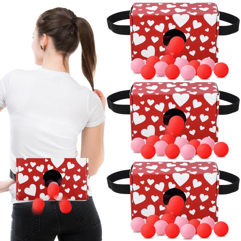 Shyyween 4 Pack Valentine's Day Party Game, Shaking Swing Balls Set, Waist Strap Shake Box with 80 Balls, Funny Game for Galentine's, Bachelorette, Indoor Outdoor(White Heart) - Image 1