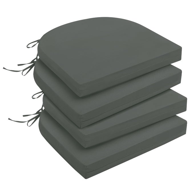 OUTDOOR CHAIR CUSHIONS SET OF 4 FOR PATIO FURNITURE WATERRESISTANT PATIO CHAIR CUSHIONS WITH TIES HIGH DENSITY FOAM OUTDOOR SEAT CUSHION 17 X 16 X 2 DARK GREY