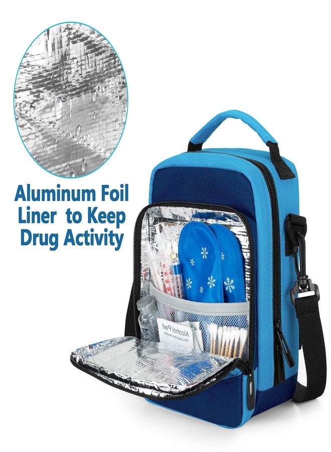 CURMIO Insulin Cooler Travel Case, Insulated Diabetes Supplies Bag with Shoulder Strap for Insulin Pens and Diabetic Supplies, Blue (Patented Design,Bag Only) - Image 3