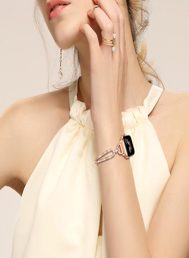 MOFREE Slim Metal Band Compatible with Apple Watch Bands for Women 38mm/40mm/41mm/42mm (Series 11/10), Bracelet Strap Band for iWatch SE/9/8/7/6/5/4/3/2/1, Lightweight Dressy Women Bands Rose Gold - Image 5