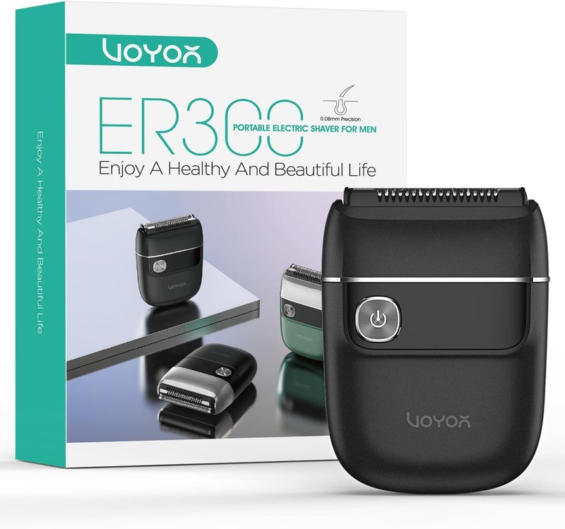 VOYOR Foil Shaver 2 in 1 Double Shavers for MenPortable Electric Razor with Rechargeable Foil Razor Multifunction Grooming Barber Shaver IPX6 Washable Travel Shavers ER300 Black