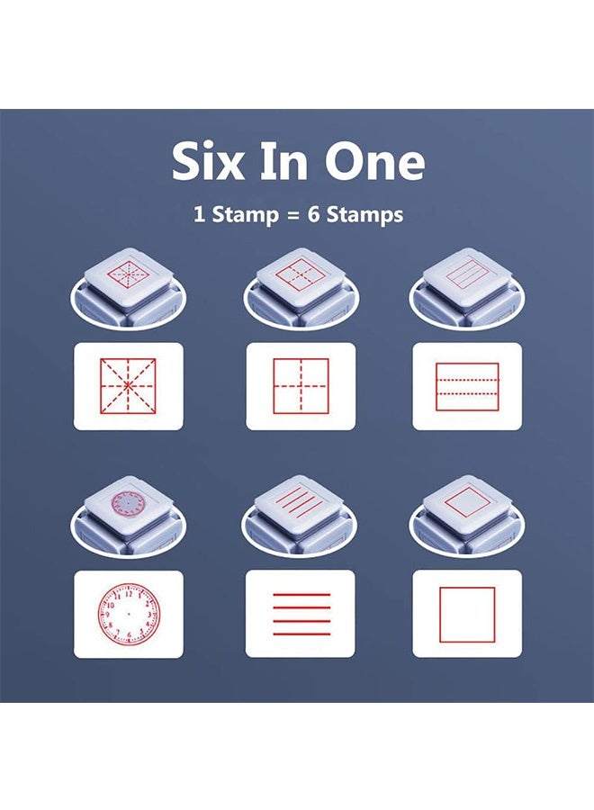 Beauenty Kids Educational Six-side Seal Clock Stamp Teaching Aids Toy Learning Recognition Tian Character Grid Stamp,Square Grid Seal Primary School  Children's Pinyin Learning(pink） - Image 3