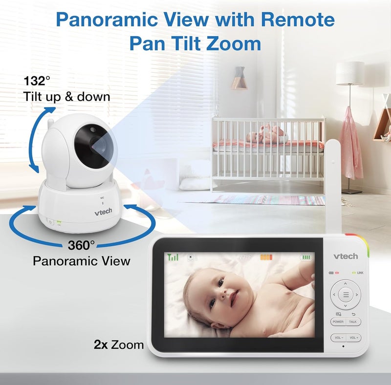 VTech VM924-2 Remote Pan-Tilt-Zoom Baby Monitor with 2 Cameras & Audio - Image 4