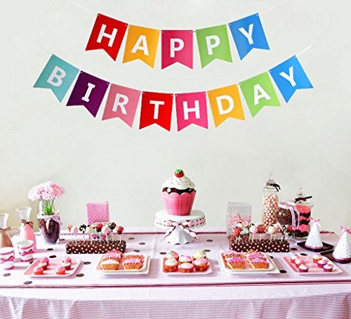 Fecedy Colorful Happy Birthday Banner Bunting - Image 2