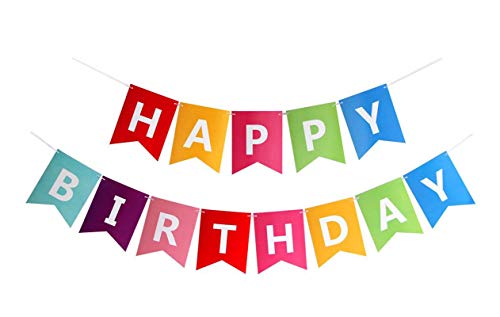 Fecedy Colorful Happy Birthday Banner Bunting - Image 1
