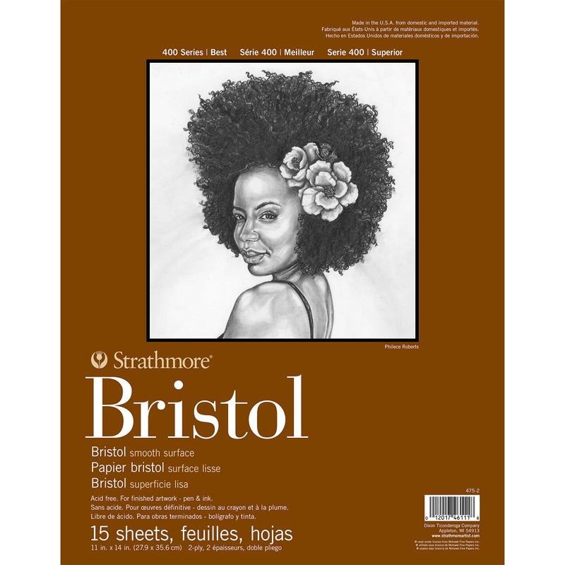 Strathmore 400 Series Bristol 2Ply Smooth 11x14 Tape Bound 15 Sheets