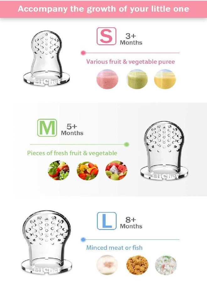 MICHEF - Food Feeder Baby Fresh Fruit Feeder (2 Pack) with 3 Different Sized Silicone Pacifiers, Mash and Serve Bowl with 4 Soft-Tip Silicone Baby Spoons, Perfect Baby First Stage Feeding Set by MICHEF - Image 1