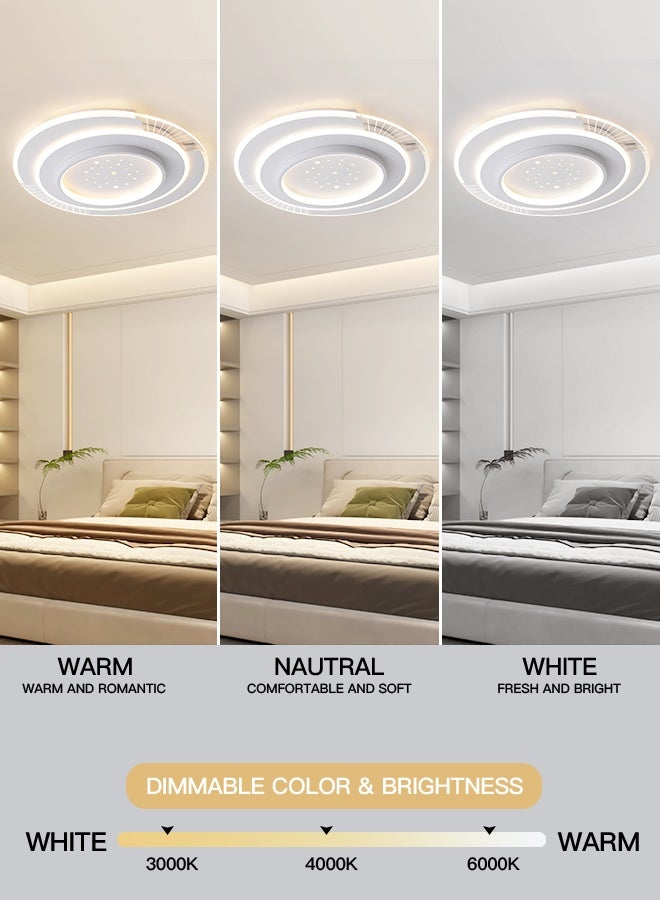 YATAI LIGHTING Modern Round LED Ceiling Light, 100W Built-In LED Fixture with Three-Color Dimming (3000K-6000K) and Switch Control for Bedroom, Dining Room, Hall, and Study - Image 2