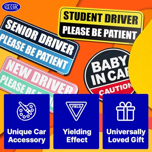 GEEKBEAR Student Driver Car Magnet - Colorful, Reflective, Weather-Resistant - Rectangular 8.7 x 3.5 in (Yellow/Black) - Image 3