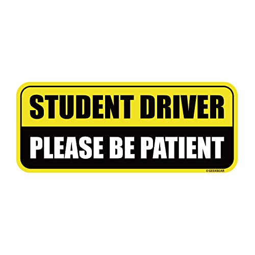 GEEKBEAR Student Driver Car Magnet - Colorful, Reflective, Weather-Resistant - Rectangular 8.7 x 3.5 in (Yellow/Black) - Image 1