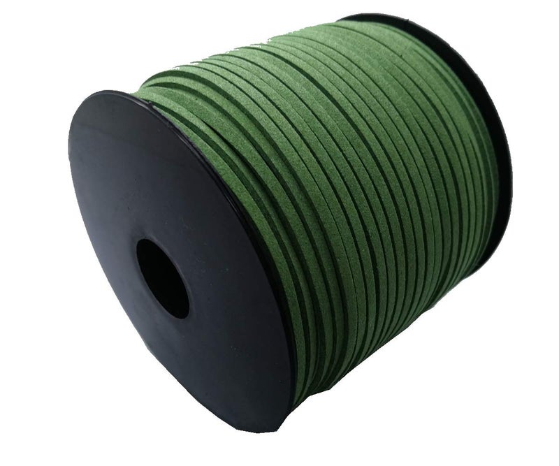 PAMIR TONG حبل بامير تونغ من الجلد الصناعي لصنع المجوهرات 100 ياردة 2.6 مم حبل سويدي رفيع بلون الزيتون لصنع الأساور والحرف اليدوية - Image 2