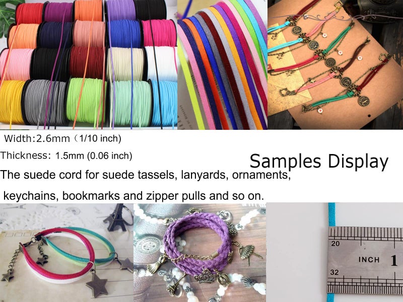 PAMIR TONG حبل بامير تونغ من الجلد الصناعي لصنع المجوهرات 100 ياردة 2.6 مم حبل سويدي رفيع بلون الزيتون لصنع الأساور والحرف اليدوية - Image 3