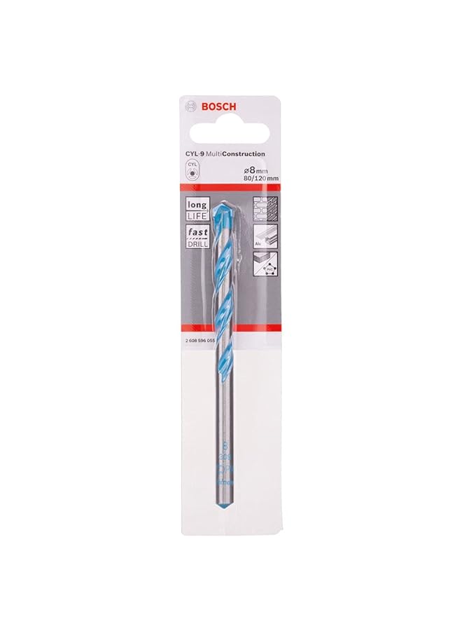 BOSCH Cyl 9 Multi Purpose Drill Bit 1 Piece For Impact Drills/Drivers 8.00 Mm Diameter 120 Mm Total Length - Image 1