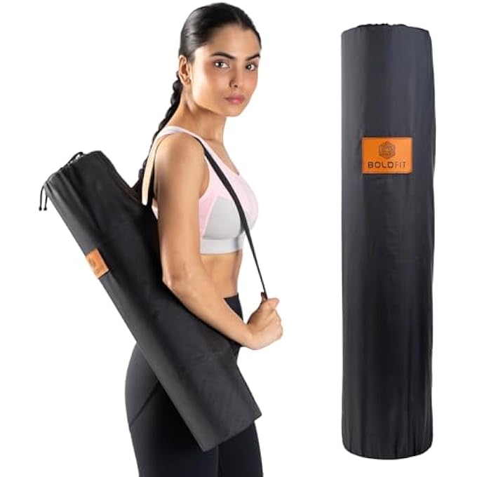 BOLDFIT Black Yoga Mat Bag – Durable Polyester With Drawstring & Strap For Easy Carrying – Fits Yoga Mats Up To 10Mm Thick – Ideal For Men & Women, Perfect For Exercise & Travel - Image 2