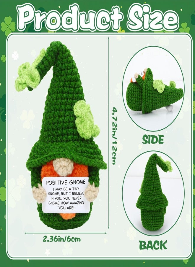 JULEASEL Positive Gnome Crochet Doll Handmade Knitted Doll with Positive Card, Lucky Encouragement Gift for Friends Coworkers, Irish Holiday Desk Decor, St. Patrick’s Day - Image 2