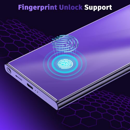 LYWHL 2 Pack for Samsung Galaxy S24 Ultra Privacy Screen Protector [Support Fingerprint Unlock], Purple Gradient Anti Blue Light Anti Spy HD Screen Protector PET Material Film Easy Installation - Image 3