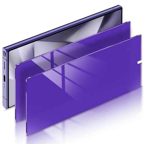 LYWHL 2 Pack for Samsung Galaxy S24 Ultra Privacy Screen Protector [Support Fingerprint Unlock], Purple Gradient Anti Blue Light Anti Spy HD Screen Protector PET Material Film Easy Installation - Image 1