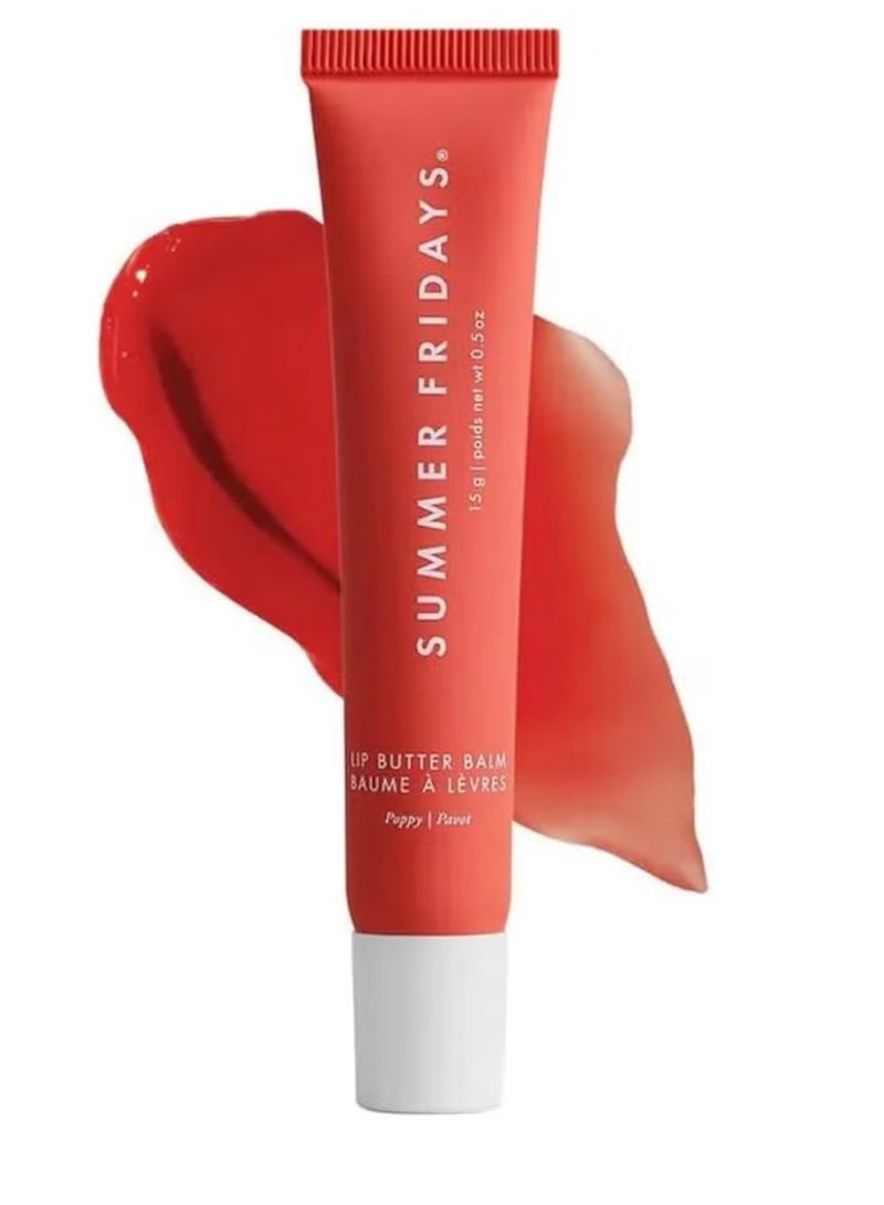 سامر فرايدايز بلسم زبدة الشفاه من مجموعة Summer Fridays - قناع مرطب للشفاه وبلسم للشفاه لترطيب فوري ولمعان وترطيب - ملون شفاف، عناية مهدئة بالشفاه - بوبي (0.5 أونصة) - Image 1