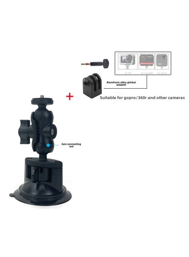 Generic Car Suction Cup Third Person Shooting Accessories Insta360 Onex2RGoPro Selfie Stick Roof Bracket-Color:6cm Car Single Suction Cup Bracket Aluminum Pan/tilt Adapter - Image 1
