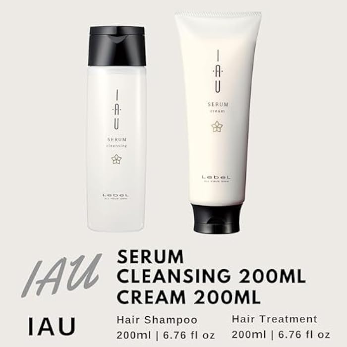 Lebel IAU Serum Cleansing Hair Shampoo 200ml & Lebel IAU Serum Cream 200ml Set (Green Tea Set) - Image 2