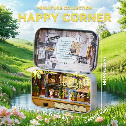 Flever Dollhouse Miniature DIY House Kit Creative Room with Furniture and Cover for Romantic Valentine's Gift(Happy Corner) - Image 2