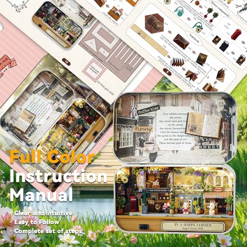 Flever Dollhouse Miniature DIY House Kit Creative Room with Furniture and Cover for Romantic Valentine's Gift(Happy Corner) - Image 4