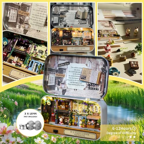 Flever Dollhouse Miniature DIY House Kit Creative Room with Furniture and Cover for Romantic Valentine's Gift(Happy Corner) - Image 5