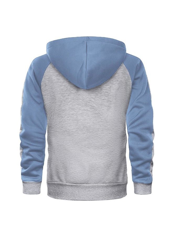 AOTORR Mens Zip Up Hoodie Color Block Long Sleeve Casual Sweatshirt Sport Outwear with Pocket GreyBlue L, Greyblue 129, L - Image 3