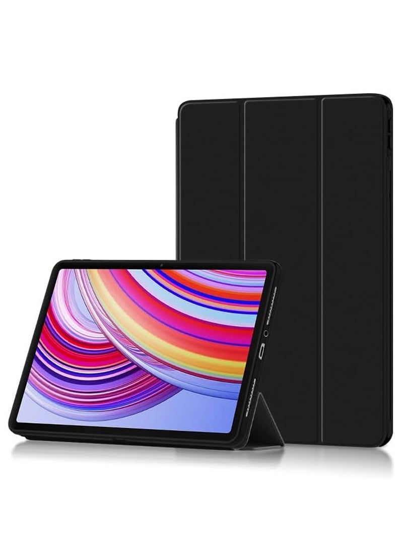 Techie غطاء خلفي ذكي قابل للطي ثلاثي مع وظيفة الاستيقاظ/النوم التلقائي لجهاز Xiaomi Redmi Pad Pro 12.1 / Poco Pad 12.1 2024 - أسود - Image 2
