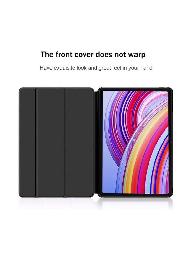Techie غطاء خلفي ذكي قابل للطي ثلاثي مع وظيفة الاستيقاظ/النوم التلقائي لجهاز Xiaomi Redmi Pad Pro 12.1 / Poco Pad 12.1 2024 - أسود - Image 4