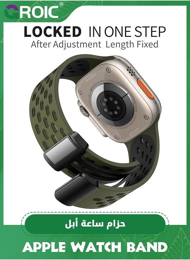 GROIC - 2PCS Magnetic Anti Sweat Sport Band for Apple Watch, Waterproof Breathable Silicone Correas. Compatible iWatch Ultra SE Series 9/8/7/6/5/4/3/2/1, For Women Men, 42mm 44mm 45mm 49mm - Image 1