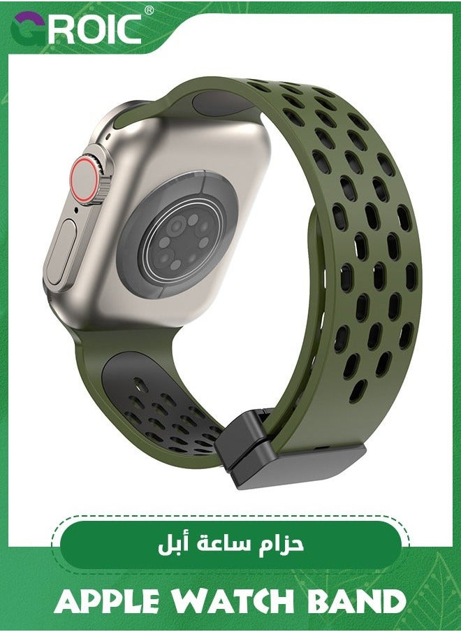 GROIC - 2PCS Magnetic Anti Sweat Sport Band for Apple Watch, Waterproof Breathable Silicone Correas. Compatible iWatch Ultra SE Series 9/8/7/6/5/4/3/2/1, For Women Men, 42mm 44mm 45mm 49mm - Image 1