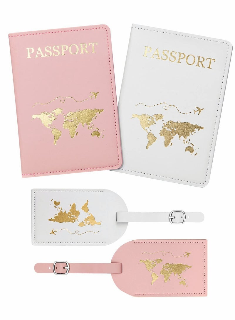 Travel Essentials Set: 2 Luggage Tags and 2 Airplane Passport Covers for Organized Suitcase and Easy Identification - Image 1