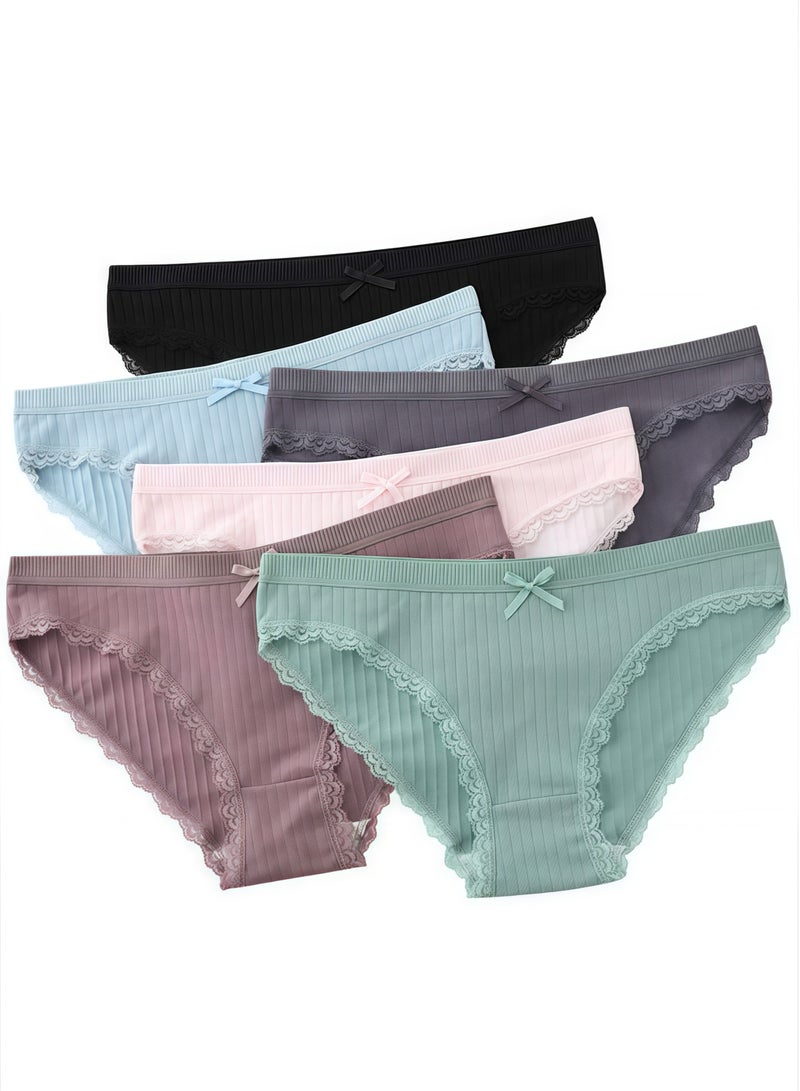 B.JOBSEN 6-piece set of cotton breathable bikini low-rise fashion women's thick panties  - Image 1