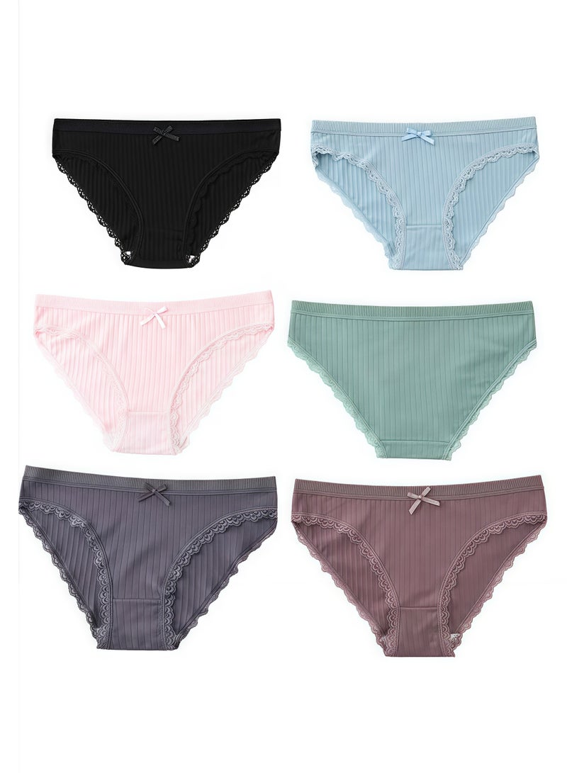 B.JOBSEN 6-piece set of cotton breathable bikini low-rise fashion women's thick panties  - Image 2