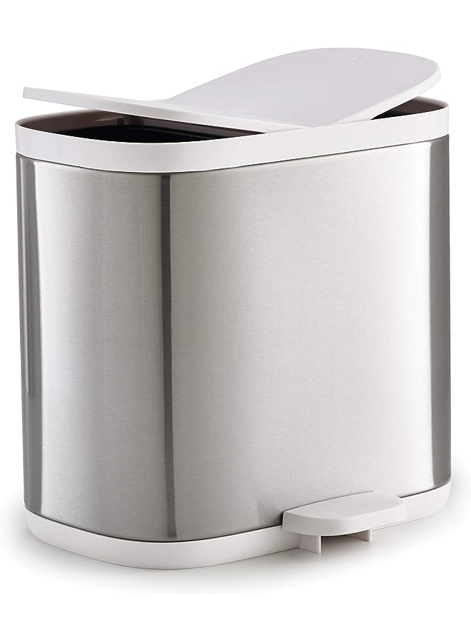جوزيف جوزيف سلة مهملات إعادة تدوير الفولاذ المنفصلة من جوزيف 70520، رمادي/أبيض، سعة 1.6 جالون/6 لتر، من الفولاذ المقاوم للصدأ - Image 1