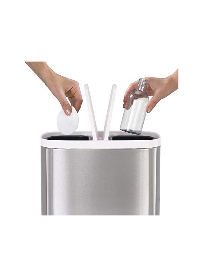 جوزيف جوزيف سلة مهملات إعادة تدوير الفولاذ المنفصلة من جوزيف 70520، رمادي/أبيض، سعة 1.6 جالون/6 لتر، من الفولاذ المقاوم للصدأ - Image 4